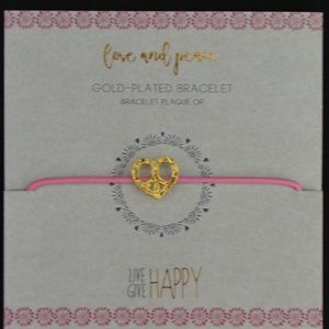 NEW Love & Peace Gold Plated Bracelet